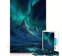 Puzzle da 1000 pezzi: Aurora boreale su montagne innevate,taglio liscio,gioco di logica,regalo,momento di relax,opera d'arte natalizia (38x26cm)