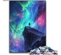 Puzzle da 1000 pezzi "Aurora Boreale su una scogliera" Puzzle in legno, divertente e creativo per tutta la famiglia, perfetto per compleanni e feste 1000 pezzi(50x75cm)