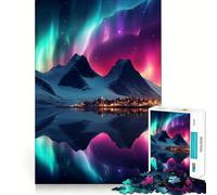 Puzzle da 1000 pezzi "Aurora del Nord - Natura" per adolescenti, gioco che stimola la logica e allevia la tensione, con bordi di qualità, ideale come regalo di Babbo Natale (38x26cm)