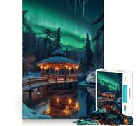 Puzzle da 1000 pezzi "Aurore boreali abbracciano il gazebo sotto l'aurora boreale",ritaglio preciso,attività di gioco intelligente,momento di gioco rilassante,regalo di compleanno 38x26cm