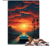 Puzzle da 1000 pezzi "Auto che guida al tramonto" in legno, gioco interattivo per famiglie, adatto a partire dai 14 anni, 50x75cm, gioco rompicapo per adolescenti, regalo perfetto per le feste