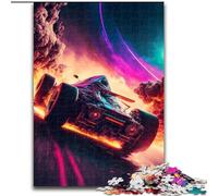 Puzzle da 1000 pezzi, auto da corsa nello spazio, fiamme, puzzle in cartone per adulti, dimensioni 26x38cm, attività per la casa per le vacanze, compleanni e serate di giochi in famiglia