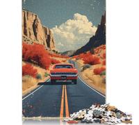 Puzzle da 1000 pezzi, auto d'epoca su strada, puzzle per adulti, difficoltà: puzzle, gioco educativo, giocattolo, decorazione per la famiglia, 1000 pezzi (75x50 cm)