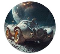 Puzzle da 1000 pezzi "Auto d'epoca sulla luna" Puzzle rotondo da 1000 pezzi perfetto per il divertimento in famiglia a Natale, Ringraziamento, compleanni e Pasqua (67,5x67,5cm)