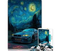 Puzzle da 1000 pezzi "Auto sportiva sotto il cielo notturno" per adulti, regalo per sfida educativa, giocattolo, arredamento unico per la casa e regali (38x26cm)