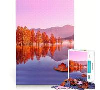 Puzzle da 1000 pezzi Autunno al lago Natura Gioco di assemblaggio pulito Stimolante per la mente Rilassante Regalo di compleanno divertente (38x52cm)