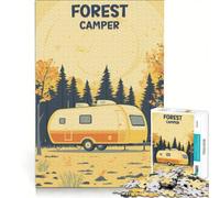 Puzzle da 1000 pezzi "Autunno nella foresta, campeggiatore", gioco rompicapo, regalo di compleanno, con pezzi completamente ad incastro di forma casuale, 50x75cm