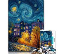 Puzzle da 1000 pezzi "Autunno sotto il cielo notturno" per adulti, difficili da completare ma divertenti e spiritosi, decorazioni e regali unici per la casa, 38x26cm