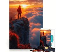 Puzzle da 1000 pezzi "Avventura all'alba sulla cima della montagna" per adolescenti, stimola la memoria, riduce lo stress e crea un'immagine tridimensionale da appendere al muro (38x52cm)