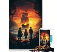 Puzzle da 1000 pezzi "Avventura dei Pirati" per ragazzi, gioco di logica, gioco di gruppo, taglio di precisione, regalo pensato per i più piccoli (38x52cm)