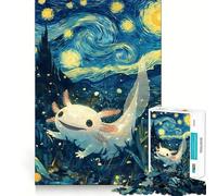 Puzzle da 1000 pezzi Axolotl Notte Stellata Gioco a Taglio Senza Giunzione Gioco Creativo Giocattolo Gioco Casual Natale Tempo Libero Arte (38x52cm)