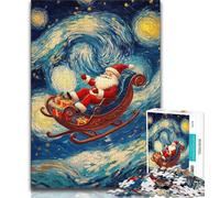 Puzzle da 1000 pezzi "Babbo Natale sotto il cielo notturno" per adulti e ragazzi, difficile da completare ma divertente e umoristico regalo di compleanno, regali, decorazione murale 38x26cm