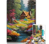 Puzzle da 1000 pezzi "Baita nel bosco" per adulti e adolescenti, aiuta il cervello a esercitare i giocattoli avvincenti per coltivare la pazienza, adatto alle coppie (75x50cm)