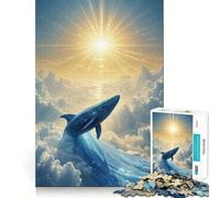 Puzzle da 1000 pezzi "Balena celeste che sorge verso il sole" con incastri lisci,divertente gioco di logica,gioco casual,decorazione natalizia (38x52cm)