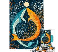 Puzzle da 1000 pezzi Balena che danza sotto la luna - Gioco rompicapo per adulti - Decorazione da parete compleanni e Natale (Dimensioni 50x75cm)