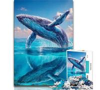 Puzzle da 1000 pezzi "Balena che salta fuori dal mare" per adulti e adolescenti, gioco a quiz, decorazione da parete, regali unici per compleanno e Natale, 38x26cm