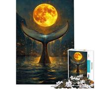 Puzzle da 1000 pezzi Balena che sorge al chiaro di luna gioco rompicapo per adulti decorazione da parete compleanno e Natale (dimensioni 50x75cm)