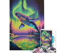 Puzzle da 1000 pezzi - Balena e Aurora Boreale per compleanno Natale Gioco educativo per migliorare la memoria adatto a partire dai 14 anni 38x26cm