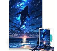 Puzzle da 1000 pezzi "Balena e cielo notturno" per ragazzi,stimolante per la mente,ad incastro perfetto,senza spazi vuoti,ideale per attività di gruppo rilassanti in casa (50x75cm)