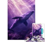 Puzzle da 1000 pezzi Balena in immersione viola Puzzle antistress per adulti migliora la memoria ideale come regalo per tutta la famiglia (dimensioni 38x26cm)