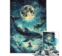 Puzzle da 1000 pezzi "Balene al chiaro di luna" gioco interattivo ed educativo ideale come regalo per chi ama giocare divertirsi e divertirsi (dimensioni 38x52cm)