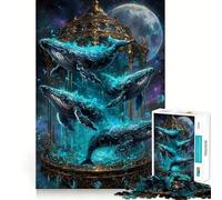 Puzzle da 1000 pezzi "Balene celesti in gabbia dorata",taglio preciso,puzzle logico,gioco di svago,divertimento,decorazione natalizia da parete (38x26cm)