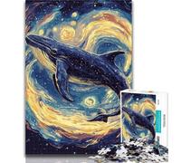 Puzzle da 1000 pezzi "Balene nel cielo notturno", 1000 pezzi per adulti e ragazzi, collezione di giocattoli, giochi intellettuali e artisti, belle arti, 50x75cm