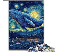 Puzzle da 1000 pezzi Balene nel cielo notturno con gioco interattivo per famiglie, bambini dai 14 anni in su (dimensioni 50x75cm)