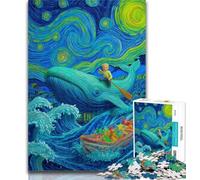 Puzzle da 1000 pezzi "Balene nel cielo notturno" per adolescenti, ideale come regalo per tutta la famiglia, adatto per bambini di età compresa tra 26x38cm e 14 anni