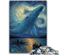 Puzzle da 1000 pezzi "Balene nel cielo stellato" per adulti e adolescenti, interessante strumento per ridurre lo stress e favorire l'interazione genitore-figlio, 26x38cm