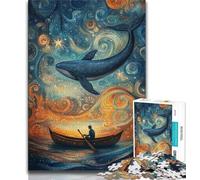 Puzzle da 1000 pezzi "Balene nello spazio" per adolescenti e adulti, giocattoli educativi ideali come regalo per tutta la famiglia, 38x26cm