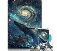 Puzzle da 1000 pezzi "Balene nello spazio" per adulti e ragazzi, perfetto per ammazzare il tempo durante le vacanze Ogni pezzo è unico Gioco stimolante e divertente per tutta la famiglia, 50x75cm
