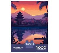 Puzzle Da 1000 Pezzi Bali, Indonesia Sunset Illustration Puzzle Per Adulti Gioco Pratico Sfida Difficile Interazione Genitore-figlio 38x26cm/1000pcs