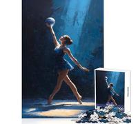 Puzzle da 1000 pezzi Ballerina con palla in luce blu Decorazione per la casa Giocattoli Ottimi regali e giocattoli Gioco pratico Interessante riduzione dello stress Dimensioni 38x52cm