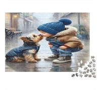 Puzzle da 1000 pezzi "Bambino e cane che baciano" - Bambino che bacia un cagnolino - Gioco educativo per adulti - Bellissima decorazione - Difficile e stimolante - 38x26cm