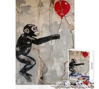 Puzzle da 1000 pezzi Banksy Ape Red Balloon Art Giocattolo educativo Regali per donne e uomini Giochi educativi Interessanti per ridurre lo stress Dimensioni 38x26cm