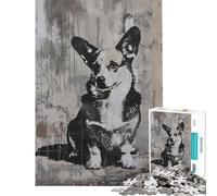 Puzzle da 1000 pezzi Banksy Corgi Dog Urban Art Puzzle da 1000 pezzi Decorazione per la casa Giocattolo Perfetto per la decorazione Ideale come regalo (50x75cm)