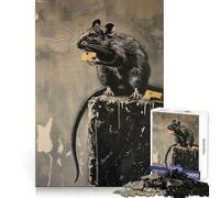 Puzzle da 1000 pezzi Banksy Graffiti Rat Cheese Clear Thinking Tranquil Pastime Precise Edges Festive Surprise (50x75cm)