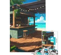 Puzzle da 1000 pezzi - Bar sulla spiaggia con sgabelli e bevande Difficile e stimolante ma divertente e umoristico Gioco impossibile per maggiori di 14 anni (38x52cm)