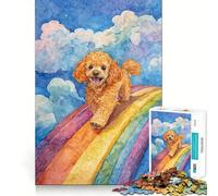 Puzzle da 1000 pezzi "Barboncino sul Ponte dell'Arcobaleno" per adulti, gioco di logica e svago, bordi lisci, regalo stagionale (50x75cm)