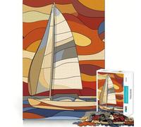 Puzzle da 1000 pezzi "Barca a vela al tramonto" per adulti, ideale per migliorare la memoria, alleviare l'ansia, creare un design accattivante e un regalo artistico (38x52cm)