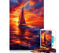 Puzzle da 1000 pezzi "Barca a vela al tramonto sull'oceano" per ragazzi, gioco di logica e svago, bordi lisci, regalo di alta qualità (50x75cm)