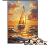 Puzzle da 1000 pezzi, barca a vela che naviga sul mare, puzzle in cartone per adulti, 26x38cm, ideale per la coppia, perfetto regalo di Natale, Capodanno e San Valentino