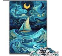 Puzzle da 1000 pezzi "Barca a vela sotto il cielo notturno", gioco interattivo per famiglie, rompicapo, giocattolo educativo (dimensioni 50x75cm)