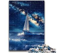 Puzzle da 1000 pezzi "Barca a vela sul mare sotto la galassia" per adulti e ragazzi, giochi rilassanti che rafforzano l'amore tra coppie per bambini dai 14 anni in su, 50x75cm