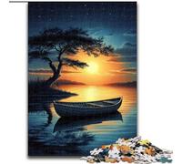 Puzzle da 1000 pezzi "Barca al tramonto" in legno, design intricato per adolescenti, decorazioni fai da te e divertimento per stimolare la mente, dimensioni 50X75cm