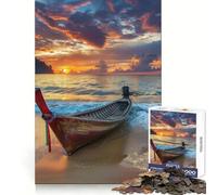 Puzzle da 1000 pezzi "Barca da pesca thailandese sulla spiaggia" per adolescenti, gioco per allenare la mente, evasione rilassante, arte da assemblare, regalo premuroso 38x52cm