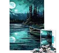 Puzzle da 1000 pezzi "Barca nella notte" per compleanno Natale gioco divertente e umoristico per tutta la famiglia dai 14 anni in su (38x26cm)