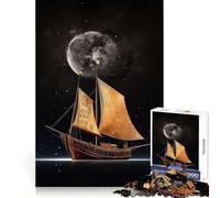 Puzzle da 1000 pezzi "Barca, Notte e Luna" per adulti, stimolante per la memoria e la serenità, con taglio preciso, ideale come regalo di Natale (50x75cm)