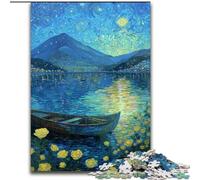 Puzzle da 1000 pezzi "Barca sotto il cielo notturno", puzzle per adulti da 1000 pezzi, decorazione artistica, giocattolo di intelligenza per giochi al chiuso in famiglia (dimensioni 50x75cm)